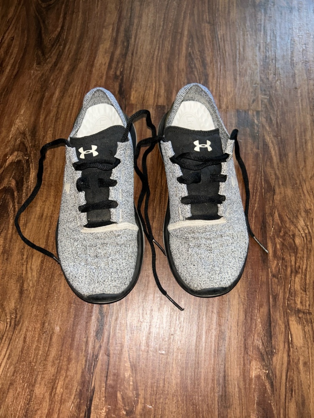 Under Armour Heather Gray Knit Sneakers with Black Accents